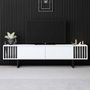 Hanah Home Soporte TV Blanco y Negro 180cm Melamina y Metal 180x30x48cm
